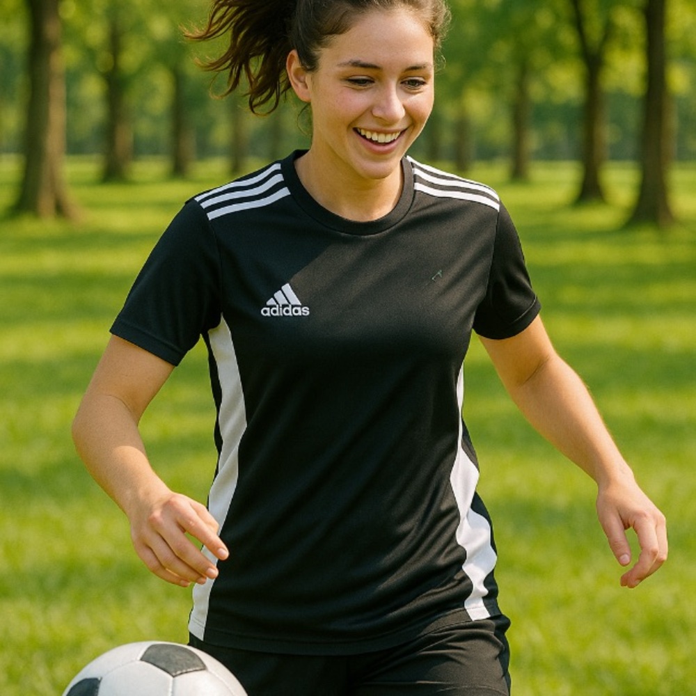 Adidas Black and White Jersey with Short Sleeves